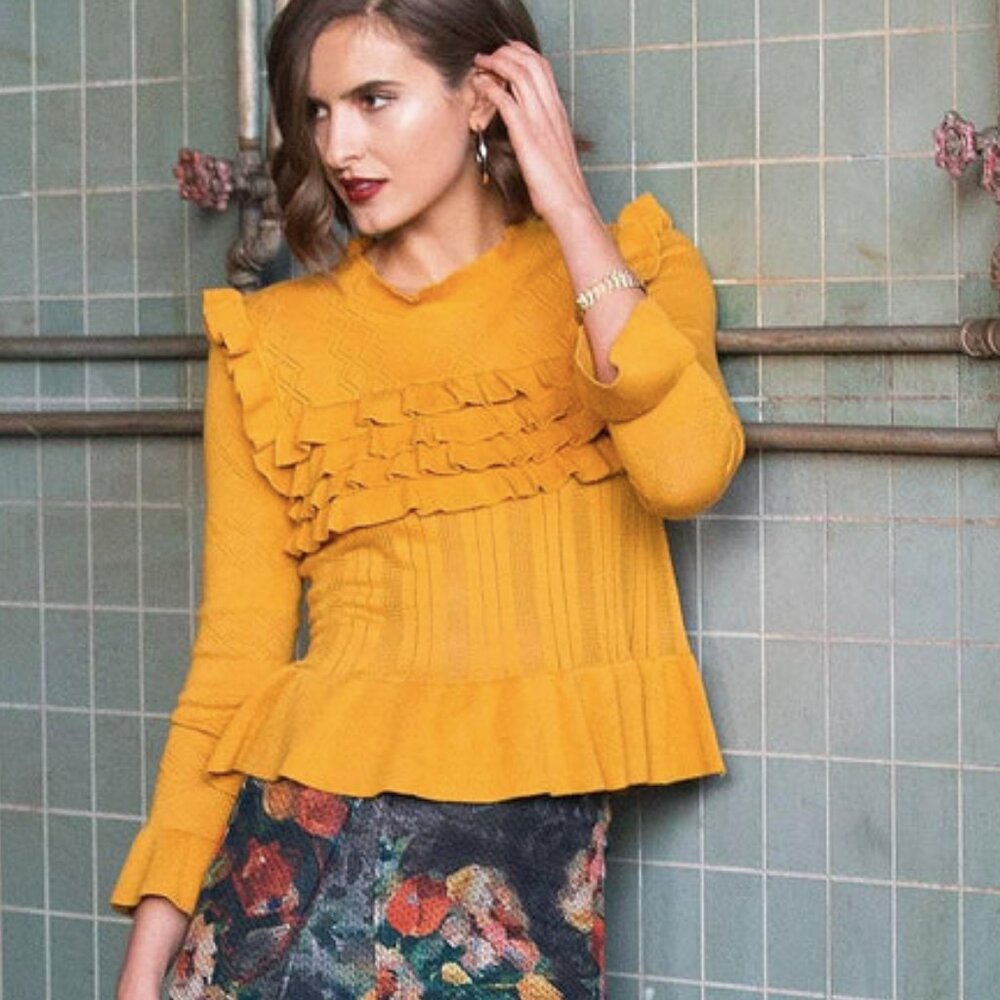 NWT. Eva Franco Gail Sweater - Marigold, Large